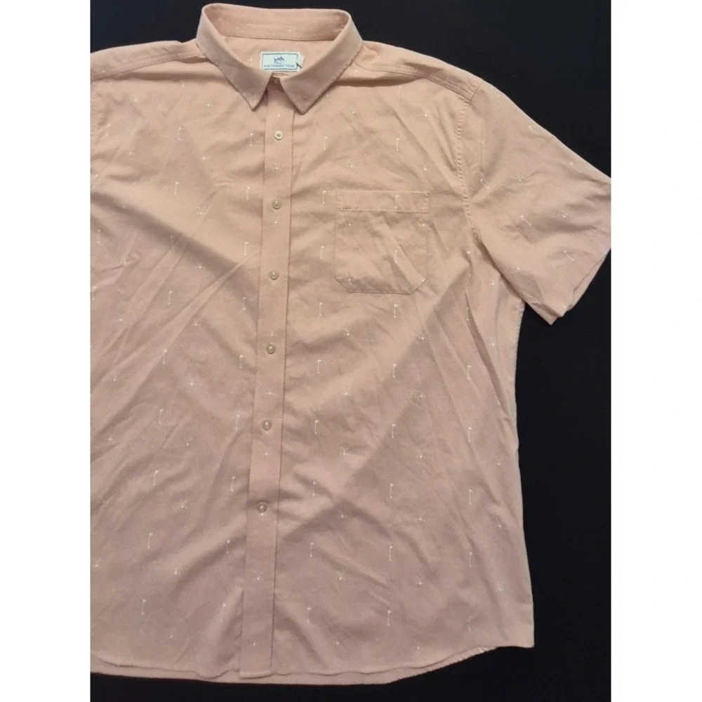 Southern Tide‎ Intercostal men's pink golf flag print button up shirt XL stretch